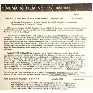 1957 Cinema 16 Film Notes Ancient Worlds Egypt Cops Buster Keaton Original C99